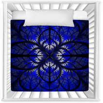 Symmetrical Pattern Of The Leaves In Blue And Black. Collection Nursery Decor 71183110