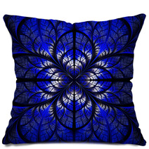 Symmetrical Pattern Of The Leaves In Blue And Black. Collection Pillows 71183110
