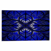 Symmetrical Pattern Of The Leaves In Blue And Black. Collection Rugs 71183110