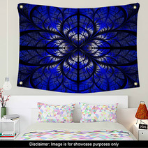 Symmetrical Pattern Of The Leaves In Blue And Black. Collection Wall Art 71183110