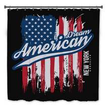 T Shirt Graphic Design With American Flag And Grunge Texture New York Typography Shirt Design Modern Poster And T Shirt Graphic Design Bath Decor 195551443