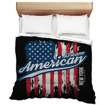 T Shirt Graphic Design With American Flag And Grunge Texture New York Typography Shirt Design Modern Poster And T Shirt Graphic Design Bedding 195551443