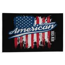 T Shirt Graphic Design With American Flag And Grunge Texture New York Typography Shirt Design Modern Poster And T Shirt Graphic Design Rugs 195551443