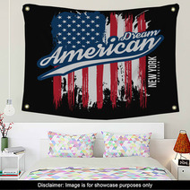 T Shirt Graphic Design With American Flag And Grunge Texture New York Typography Shirt Design Modern Poster And T Shirt Graphic Design Wall Art 195551443
