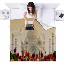 Taj Mahal In Sunset Light Agra Uttar Pradesh India Blankets 67303201