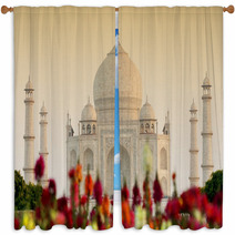 Taj Mahal In Sunset Light Agra Uttar Pradesh India Window Curtains 67303201