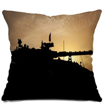 Tank Silhouette At Sunset Pillows 96337733