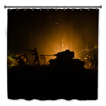 Tanks In The Conflict Zone The War In The Countryside Tank Silhouette At Night Battle Scene Bath Decor 145288895