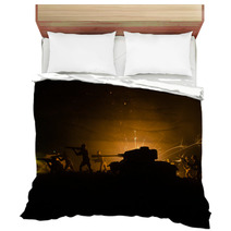 Tanks In The Conflict Zone The War In The Countryside Tank Silhouette At Night Battle Scene Bedding 145288895