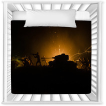 Tanks In The Conflict Zone The War In The Countryside Tank Silhouette At Night Battle Scene Nursery Decor 145288895