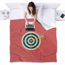 Target Flat Icon With Long Shadow eps10 Blankets 70991547