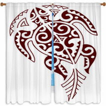 Tartaruga Maori Tribale Rosso Window Curtains 68484077