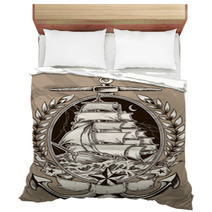 Tattoo Style Pirate Ship In Crest Bedding 48001574