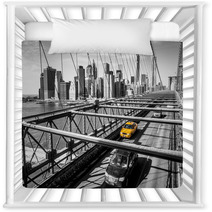 Taxi Cab Crossing The Brooklyn Bridge In New York Nursery Decor 61714883