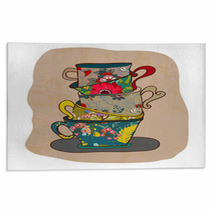 Tea Cup Background With Floral Pattern Rugs 60774360