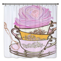 Tea Cup Background With Flower Bath Decor 41277115