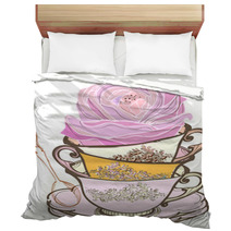 Tea Cup Background With Flower Bedding 41277115