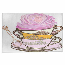 Tea Cup Background With Flower Rugs 41277115