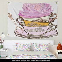 Tea Cup Background With Flower Wall Art 41277115