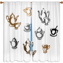 Tea Cups And Teapots Window Curtains 40899276