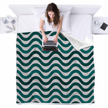 Teal And Gray Wavy  Textured Fabric Background Blankets 58181852