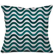 Teal And Gray Wavy  Textured Fabric Background Pillows 58181852