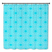 Teal And White Circles Tiles Pattern Repeat Background Bath Decor 67238038