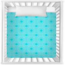 Teal And White Circles Tiles Pattern Repeat Background Nursery Decor 67238038