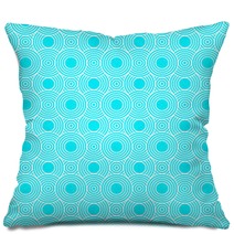Teal And White Circles Tiles Pattern Repeat Background Pillows 67238038