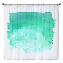 Teal Green Gradient Rectangle Painted In Watercolor On White Isolated Background Bath Decor 118979598