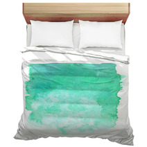 Teal Green Gradient Rectangle Painted In Watercolor On White Isolated Background Bedding 118979598