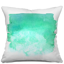 Teal Green Gradient Rectangle Painted In Watercolor On White Isolated Background Pillows 118979598