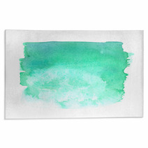 Teal Green Gradient Rectangle Painted In Watercolor On White Isolated Background Rugs 118979598