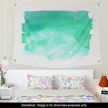 Teal Green Gradient Rectangle Painted In Watercolor On White Isolated Background Wall Art 118979598
