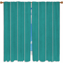 Teal Zigzag Textured Fabric Pattern Background Window Curtains 65942104