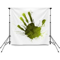 Technological Green Splatter Handprint Backdrops 10327437