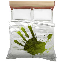 Technological Green Splatter Handprint Bedding 10327437