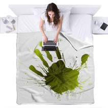 Technological Green Splatter Handprint Blankets 10327437