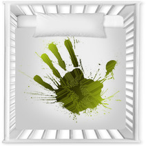 Technological Green Splatter Handprint Nursery Decor 10327437