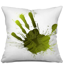 Technological Green Splatter Handprint Pillows 10327437