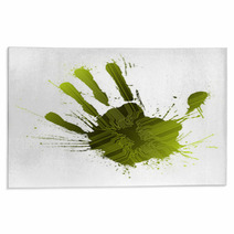 Technological Green Splatter Handprint Rugs 10327437