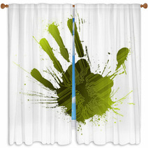 Technological Green Splatter Handprint Window Curtains 10327437