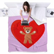Teddy Bear And Heart Blankets 68000703