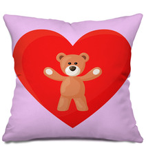 Teddy Bear And Heart Pillows 68000703