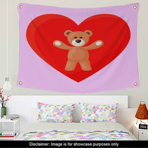 Teddy Bear And Heart Wall Art 68000703