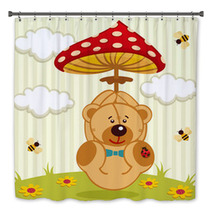 Teddy Bear With Amanita - Vector Illustration Bath Decor 56724345