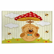 Teddy Bear With Amanita - Vector Illustration Rugs 56724345