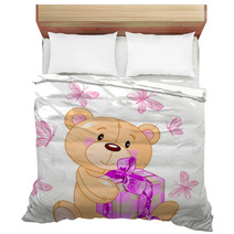 Teddy Bear With Pink Gift Bedding 26392515