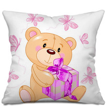 Teddy Bear With Pink Gift Pillows 26392515