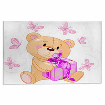 Teddy Bear With Pink Gift Rugs 26392515